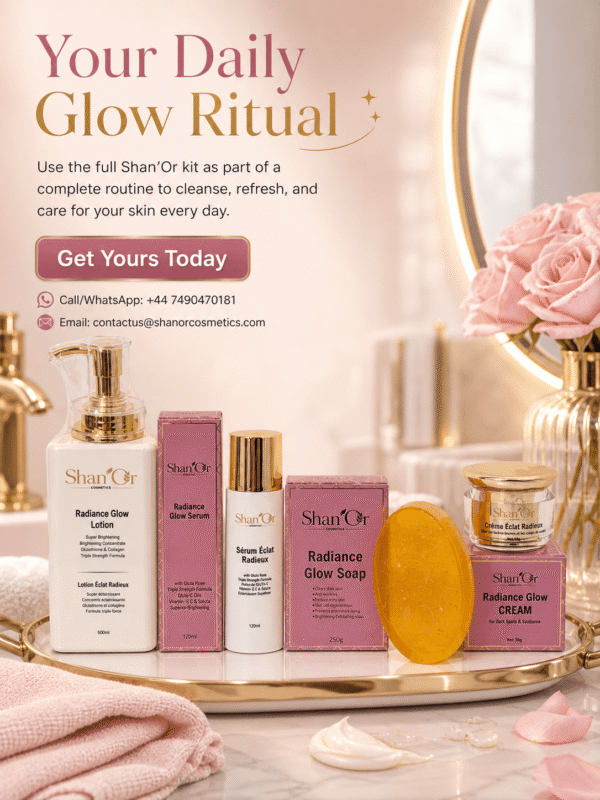 Complete Brightening Skincare Routine: Lotion, Serum, Soap & Cream