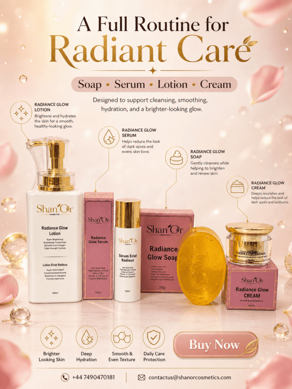 Complete Brightening Skincare Routine: Lotion, Serum, Soap & Cream