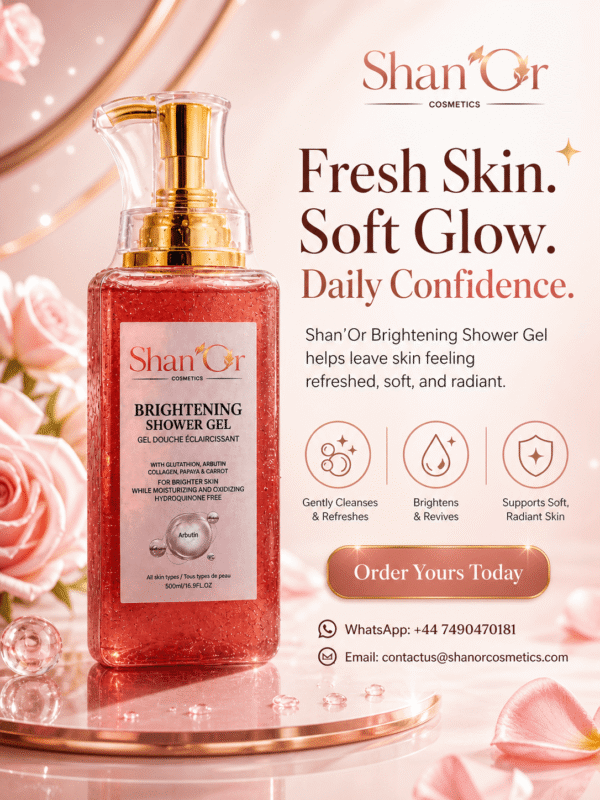 Shan’Or Brightening Shower Gel 500ml | Glutathione, Arbutin, Collagen, Papaya & Carrot